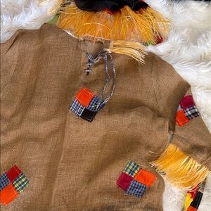 Scare crow Patchwork Burlap Costume with Fringe Halloween